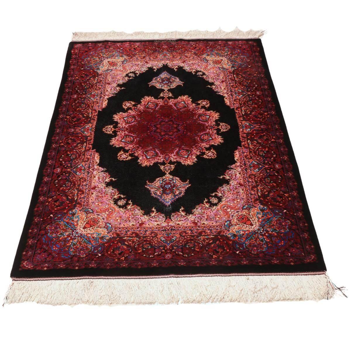 ペルシャ絨毯 イラン製 146×98cm 手織り 天然 シルク100% 長方形 草木染 高級 ナチュラル 北欧 ラグ 絨毯 マット ラグマット カーペット 床暖房対応 ホットカーペット対応 （FN-70360）