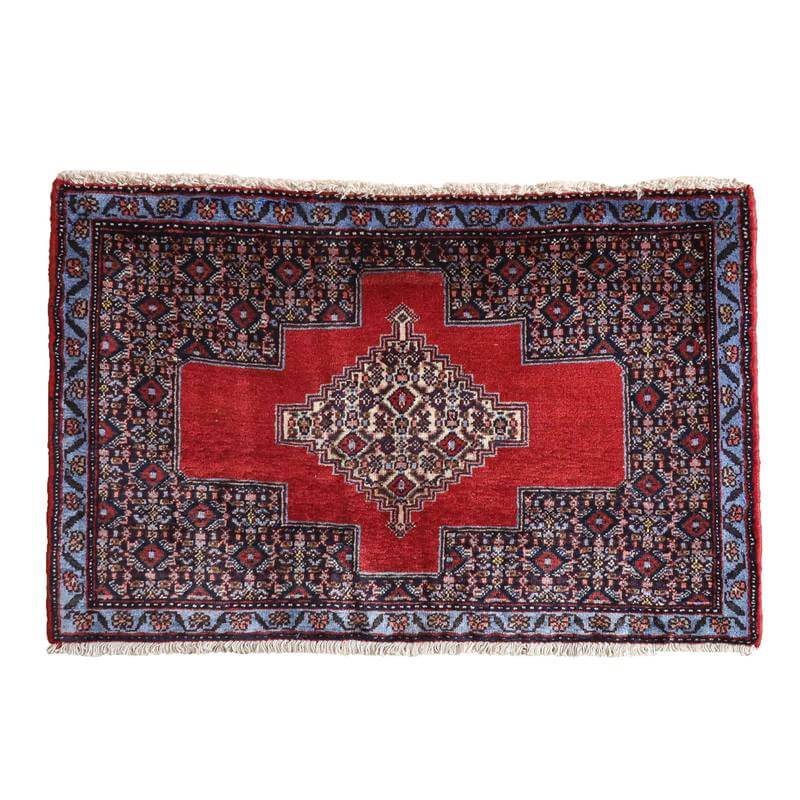 トライバルラグ／イラン・サナンダジ／1980年代／56×80cm 手織り ウール モダン クラシック 玄関マット エントランスマット 寝室 和室 床暖房 ホットカーペット対応 じゅうたん ラグ(品番:FS-22025)
