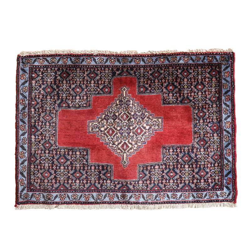 トライバルラグ／イラン・サナンダジ／1980年代／55×78cm 手織り ウール モダン クラシック 玄関マット エントランスマット 寝室 和室 床暖房 ホットカーペット対応 じゅうたん ラグ(品番:FS-22027)