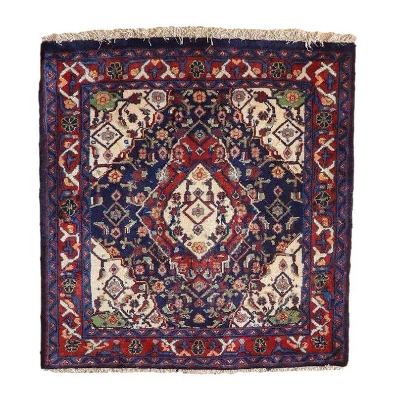 トライバルラグ／イラン・サルーク／1970年代／73×70cm 手織り ウール モダン クラシック 玄関マット エントランスマット 寝室 和室 床暖房 ホットカーペット対応 じゅうたん ラグ(品番:FS-22134)