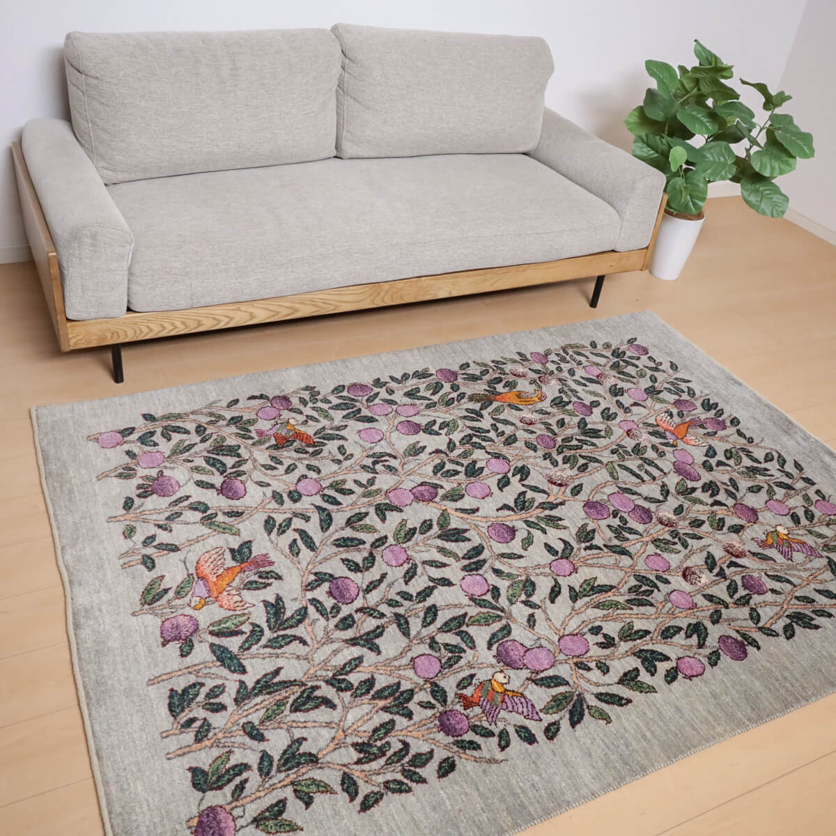 ギャッベ イラン製 リビングサイズ 201×144cm 手織り 天然 ウール100% 長方形 草木染 おしゃれ かわいい モダン ナチュラル 北欧 ラグ 絨毯 マット ラグマット カーペット ギャベ 床暖房対応 ホットカーペット対応 （HL-11817）