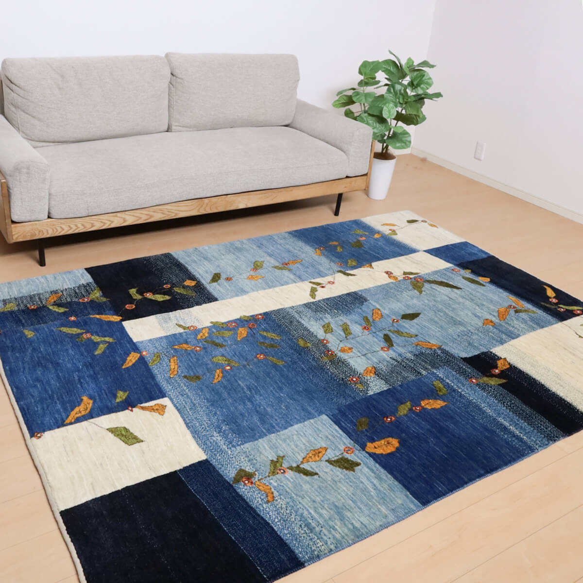 ギャッベ イラン製 リビングサイズ 236×175cm 手織り 天然 ウール100% 長方形 草木染 おしゃれ かわいい モダン ナチュラル 北欧 ラグ 絨毯 マット ラグマット ギャベ 床暖房対応 ホットカーペット対応 （HL-12043）