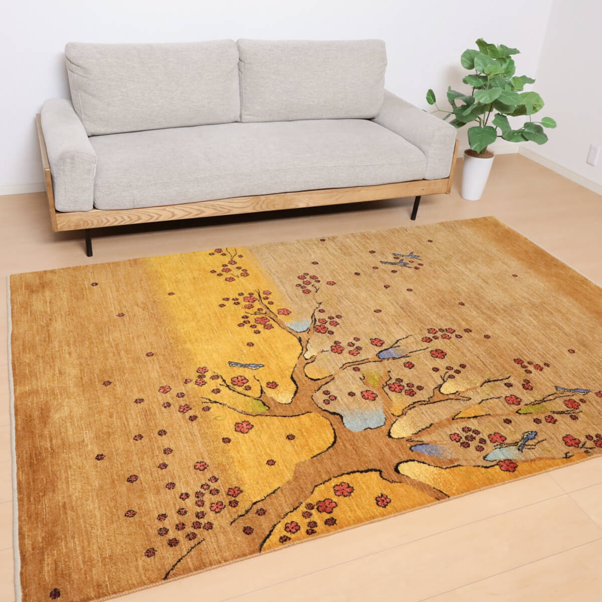 ギャッベ イラン製 リビングサイズ 240×160cm 手織り 天然 ウール100% 長方形 草木染 おしゃれ かわいい モダン ナチュラル 北欧 ラグ 絨毯 マット ラグマット ギャベ 床暖房対応 ホットカーペット対応 （HL-12059）