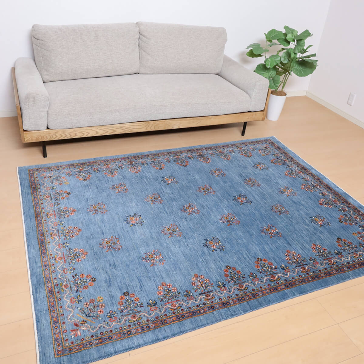 ギャッベ イラン製 リビングサイズ 206×154cm 手織り 天然 ウール100% 長方形 草木染 おしゃれ かわいい モダン ナチュラル 北欧 ラグ 絨毯 マット ラグマット カーペット ギャベ 床暖房対応 ホットカーペット対応 （HL-12225）