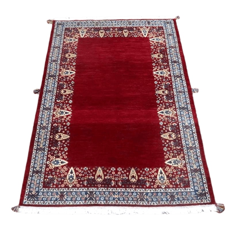ギャッベルリバフ イラン製 241×159cm 手織り 最高級 天然 ウール100% 草木染 リビングサイズ モダン ナチュラル 北欧 ラグ 絨毯 マット ラグマット ギャベ 床暖房対応 ホットカーペット対応 赤 (HL-50248）