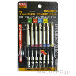 【全商品ポイント5倍　8月18日09:59まで】　TRAD 7pcs.コンビネーション両頭ビットセット TCB-711インパクト ドライバー ビット 六角軸 両頭 工具 三共コーポレーション TRAD 7pcs.コンビネーション両頭ビットセット TCB-711