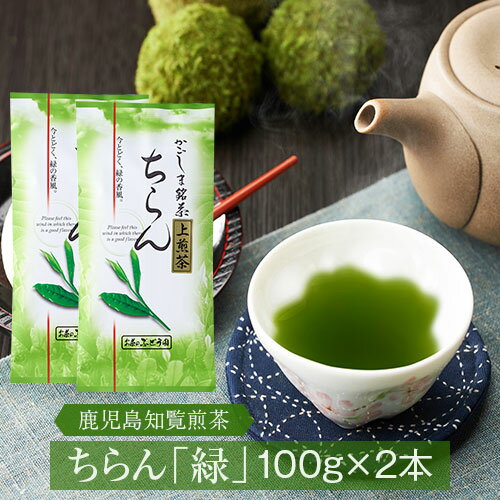 《3000円で500円OFFクーポン》 お茶 茶 知覧茶 ちらん茶 送料無料 お茶のぶどう園 知覧茶緑 100g × 2本 セット 知覧 ちらん 日本茶 鹿児島 鹿児島茶 緑茶 煎茶 茶 ギフト プレゼント 贈り物 御中元 お中元 初盆 返礼品 法事 土産 御挨拶 敬老の日 祝敬老