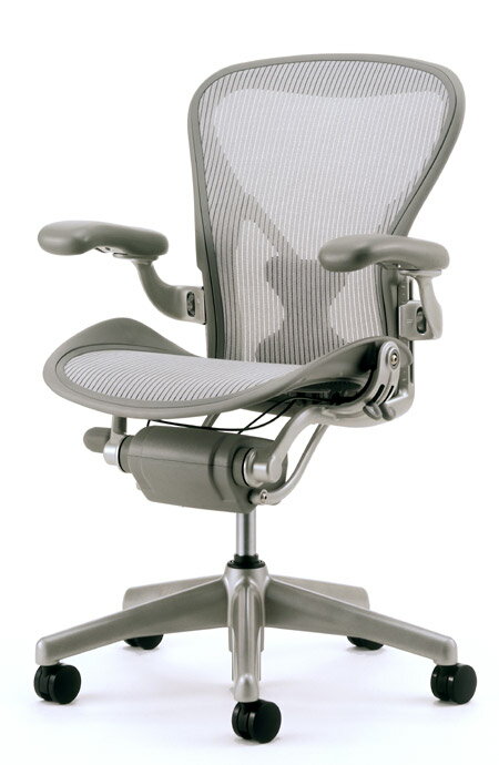 [HermanMiller]アーロンチェア　B size（AE113AWB-PJXTBBS83V01）チタニウムカラーベース・張地：クラシックジンク【ミディアムサイズ】【ポスチャーフィットフル装備】ハーマンミラー【送料無料】【EGP】【SBZcou1208】