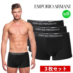 エンポリオアルマーニ <strong>EMPORIO</strong><strong>ARMANI</strong> パンツ <strong>3枚セット</strong> ボクサーパンツ ボクサー メンズ 下着 アンダーウェア ブランド 綿 100 男性下着 おしゃれ ギフト 黒 ブラック 111610 CC722 21320