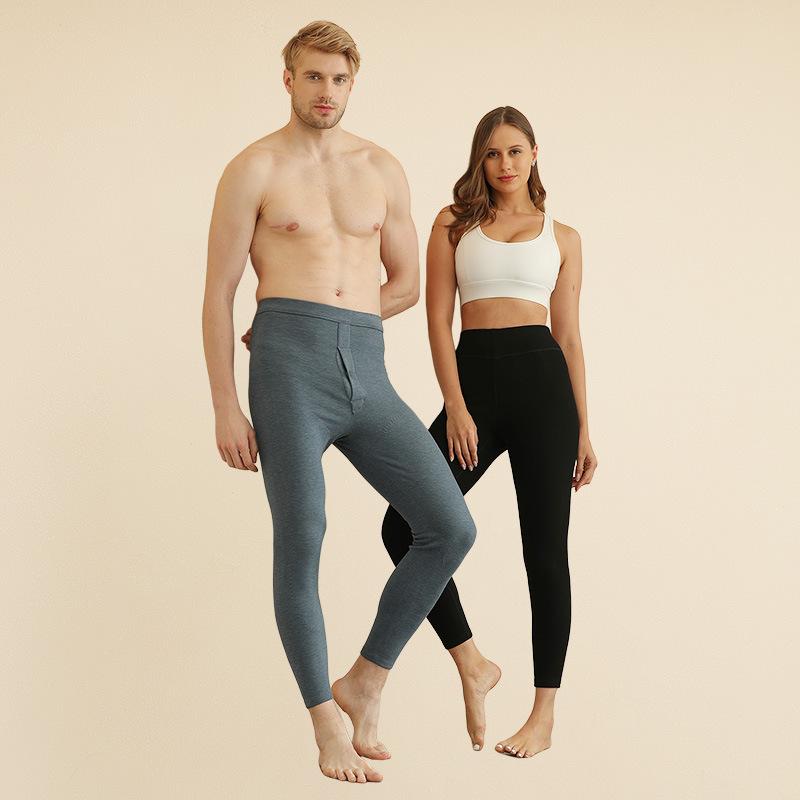 インナーウェア 男性用 あったか 保温 アンダーウェア ズボン下 アクリル ウール混紡 レディース 女性用 暖か 冷え対策 深灰色 水色 紺色 紫 厚手