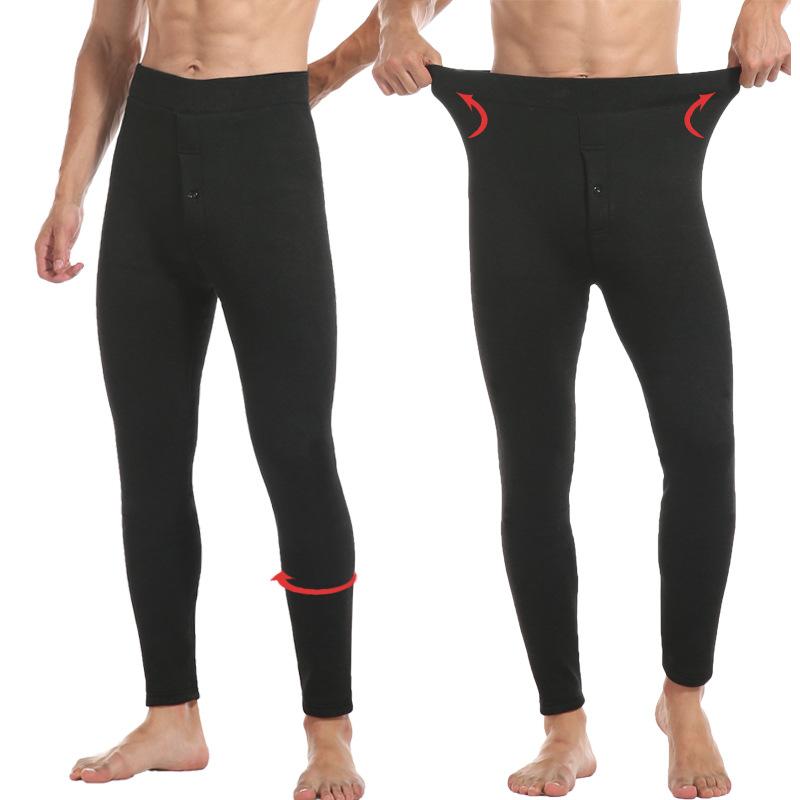 タイツ 男性用 シニア向け 大きいサイズ セラーム コットン 裏起毛 極厚 保温 あったか ハイウエスト 腰サポート 九分丈 無地 ブラック シームレス インナー 冷え対策 秋冬