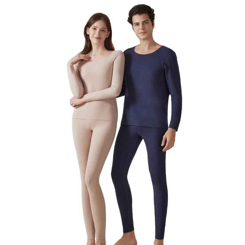 インナーウェア 男女兼用 カシミヤ シルク 高機能アクリル 発熱保温 シームレス クルーネック 長袖 長ズボン 上下セット セットアップ 秋冬 あったか 帯電防止 抗菌 毛玉防止 ダブルレイヤー 超厚手 裏起毛 部屋着 普段使い 肌着