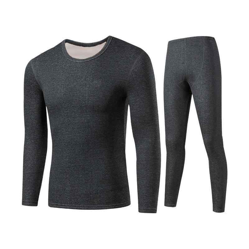 インナーウェア 男性用 保温 裏起毛 極厚 大きいサイズ ゆったり 長袖上下セット 肌着 カシミヤ シルク ポリエステル 発熱 抗菌 丸首 無地 秋冬 普段使い 部屋着 暖か