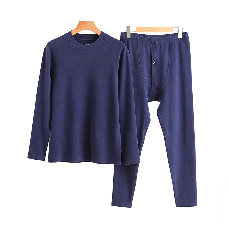 保温インナー 男性用 裏起毛 厚手 アクリル 発熱 ヒアルロン酸 クルーネック 長袖 長ズボン 上下セット 秋冬 肌着 ルームウェア 普段使い 防寒 あったか