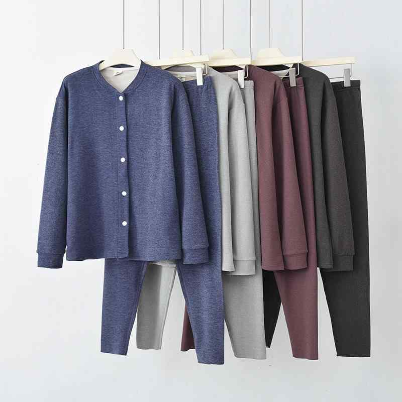 インナー メンズ 男性用 防寒肌着 あったかインナー 長袖シャツ 長ズボン 上下セット 部屋着 普段使い ポリエステル 無地 厚手 静電気防止 秋冬 ブラック グレー ネイビー ブラウン