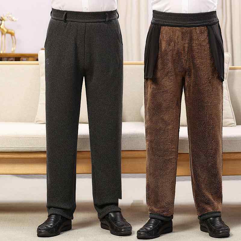 パンツ 男性用 裏起毛 あったか ストレート 中高年 シニア 向け ズボン 秋冬 無地 ウエストゴム リラックス 普段使い 部屋着 黒 グレー