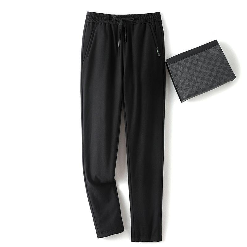 ズボン メンズ 男性用 ウール混紡 厚手 裏起毛 あったか インナー 高齢者 向け 冬 秋 ストレート 1000g 聚酯纤维 黒 ブラック