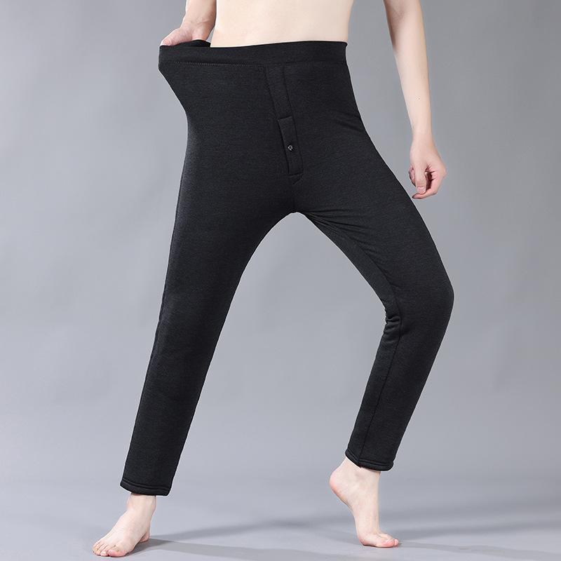 メンズ パンツ 厚手 裏起毛 あったか 暖か 高齢者 向け 伸縮 性 膝当て 付き 黒 ブラック 防寒 ズボン スラックス 男性用 ビジネス 紳士