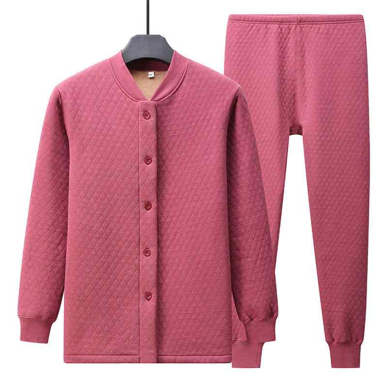 インナーウェア シニア向け 男女兼用 保温肌着 上下セット 純綿100% 厚手 エアーコットン 裏起毛 長袖 ロングパンツ 無地 秋冬 三層構造 快適 部屋着