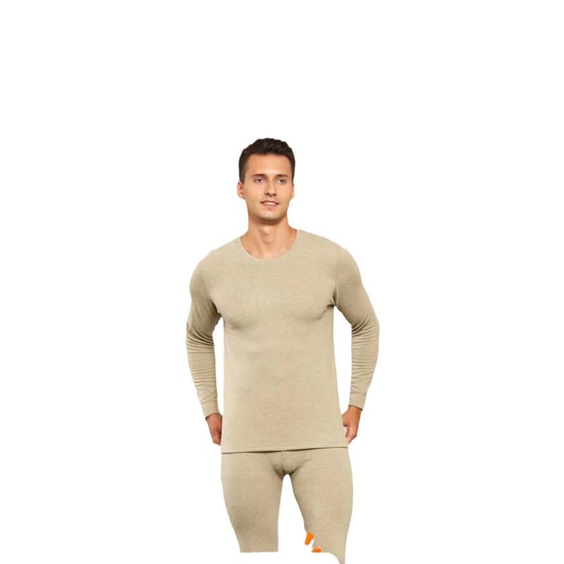 肌着 男性用 秋冬 カシミヤ混 厚手 起毛 保温 防寒 クルーネック 丸首 長袖 長ズボン 上下セット セットアップ 暖かい 快適 部屋着 ルームウェア 普段使い 無地