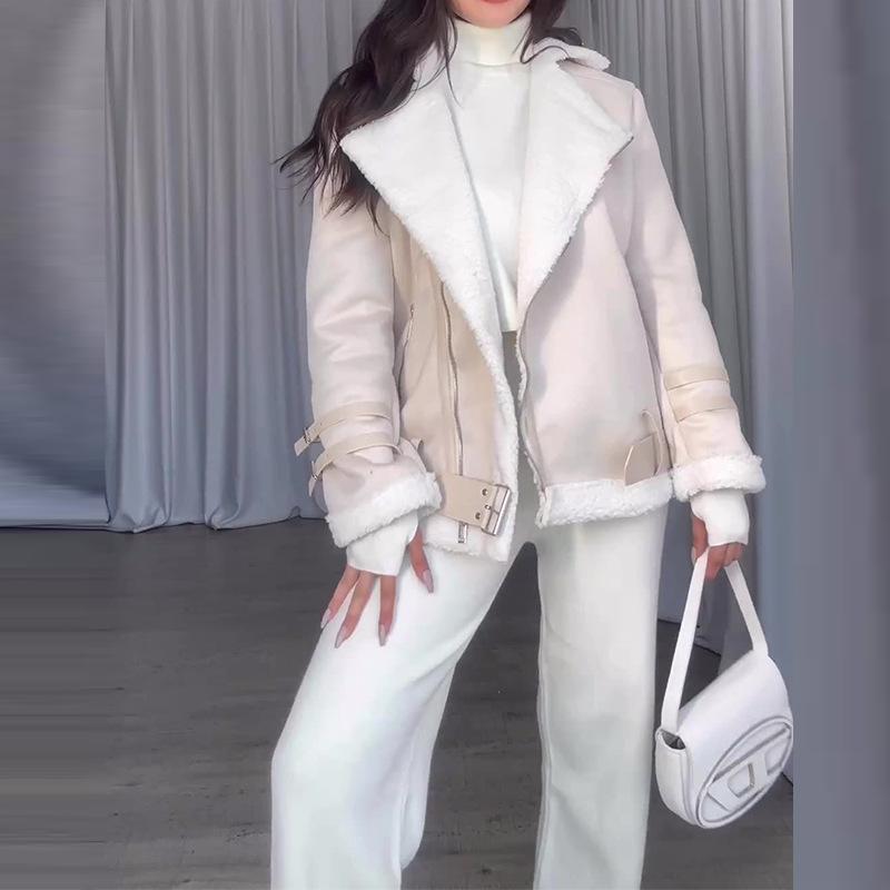 ジャケット レディース 秋冬 アウター 長袖 POLO襟 ゆったり ショート丈 ライダース風 ジャンパー ブルゾン あったか 防寒 おしゃれ かわいい カジュアル ミリタリー 原宿風