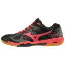 ミズノ MIZUNO ウエーブファングXT3(ユニセックス)18SS ユニセックス バドミントンシューズ:71GA1850-61 (ブラック×コーラル)