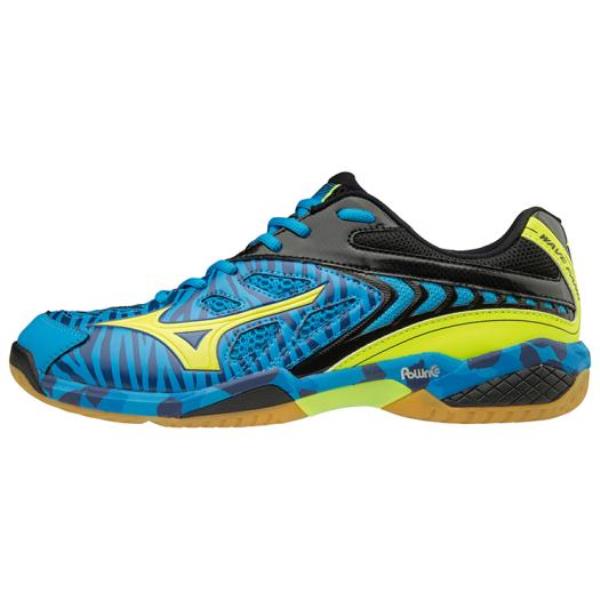 ミズノ MIZUNO ウエーブファングSS2（バドミントン）（ユニセックス）18SS ユニセックスバドミントンシューズ 71GA1710-47 (ブルー×イエロー×ブラック)の画像