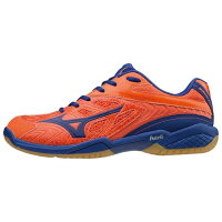 ミズノ MIZUNO ウエーブファングSS2(バドミントン)（ユニセックス）NEW バドミントンシューズ 71GA1710-55 (オレンジ×ブルー)の画像