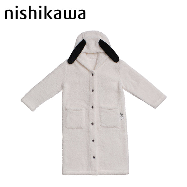 スヌーピー 着る毛布 (Snoopy face) あったか寝具 西川ブランケット（毛布・ひざ掛け） 綿100% ポリエステル88％ レーヨン12％ シープボア アップリケ刺繍 ポケット・フード付き 肩幅48cm×着丈107cm×裾幅60cm FQ95657601 SNOOPY スヌーピーグッズ ギフト