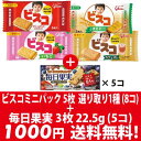 (全国送料無料) 1,000円ポッキリ! グリコ ビスコミニパック(5枚)選べる1種(8コ) & 毎日果実 3枚(5コ)セット メール便 おかしのマーチ