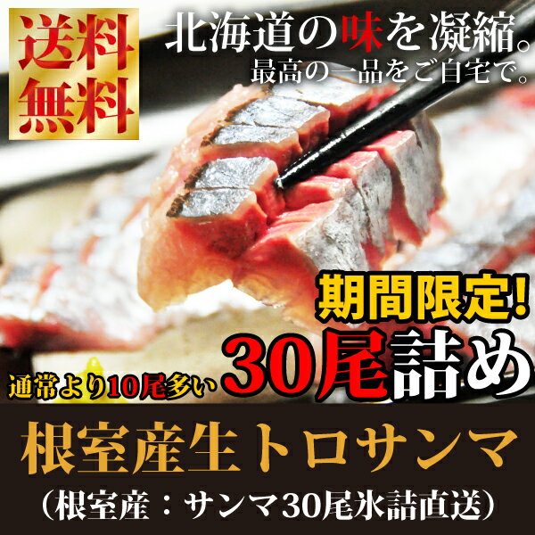 『脂が滴る生トロサンマ氷詰め直送！』（北海道根室産生/中サイズ30尾詰）*同梱不可/指定日不可*9月下旬頃の発送予定水揚げ日本一の根室産トロサンマ！当店では早々にご予約開始！