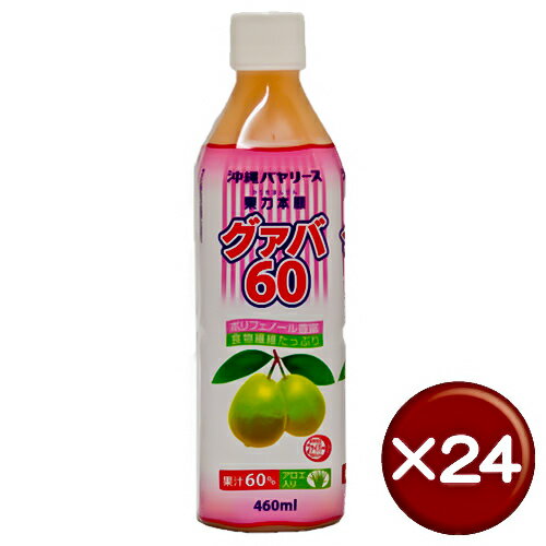 【送料無料】【3%off】沖縄バヤリース 果力本願グァバ60(460ml) 24本セットポリフェノール・ビタミンC・食物繊維がたっぷり｜糖尿病｜動脈硬化｜生活習慣病［飲み物＞ソフトドリンク＞グァバジュース］