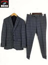 THE SUIT COMPANY セットアップスーツ ブロックチェック 紺【中古】