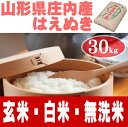 山形30年産 はえぬき 30kg 送料無料 無洗米/白米/玄...