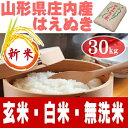 30年産 はえぬき 新米 30kg 送料無料【精米後約27k...