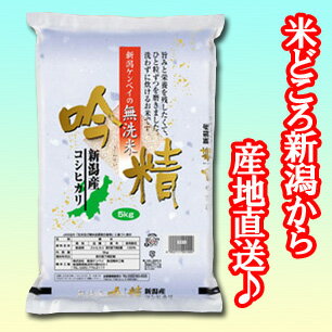 【無洗米】【送料無料】新潟産コシヒカリ　5kg袋　〔23年産〕　新潟から産地直送でお届けします♪おまけ付！お手軽♪洗わずに炊ける♪