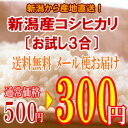 【お試し】新潟産コシヒカリ3合パック 〔23年産〕【送料無料：メール便指定】新潟から産地直送でお届けいたします♪【代引き決済不可】米どころ新潟を支える大穀倉地帯“越後平野”の恵