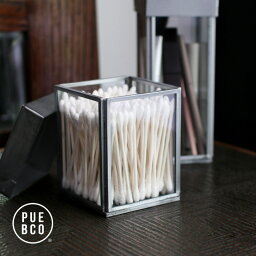 【ポイント最大46倍】PUEBCO[プエブコ]GLASS BOX WITH RECYCLE STEEL LID【Cotton Swab】[グラスボックスウィズリサイクルスチールリッド コットンスワブ <strong>綿棒入れ</strong> ケース 蓋付ガラスケース 収納 ディスプレイ]☆