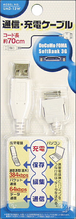 【20％OFF】USBデータ通信・充電ケーブルUAD-13WFOMA、Softbank3G用カラー【ホワイト】【yo-ko0806】【 バーゲン ポイント 倍 】携帯充電器