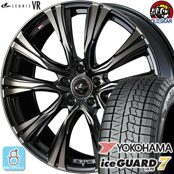 215/60R16 ヨコハマ アイスガード7 ig70 スタッドレスタイヤホイール 新品 4本セット ウェッズ レオニス VR PBMC/TI(パールブラック ミラーカット/チタントップ) 16インチ 5H114.3 組込みバランス調整済み taiya