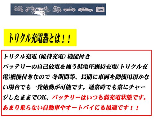 【即納】【送料無料】12V自動回復機能付きトリクル式バッテリー充電器