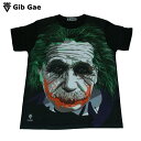【送料無料】Gib Gae アインシュタイン プリントTシャツ ブラック メンズ ジョーカー メイク JOKER 映画 相対性理論 パーティー 仮装 コスプレ インパクト抜群 おもしろプリント おしゃれ スケーター ストリート系 M/L/XLサイズ 半袖