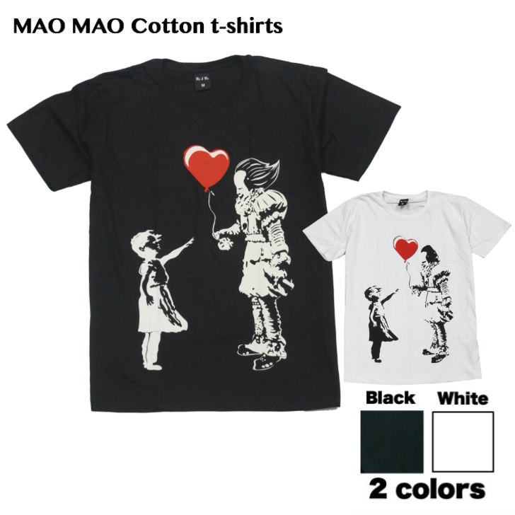 【送料無料】ホラー映画Tシャツ コットンTシャツ ホワイト ブラック メンズ <strong>ペニーワイズ</strong> イット バンクシー ジョーク おもしろ プレゼント おしゃれ ストリート系 クール 半袖 M/L/XLサイズ 大きいサイズ 男女兼用