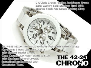 【NIXON】ニクソン メンズ腕時計 THE 42-20 CHRONO クロノグラフ ハイポリッシュ ホワイト アセテート A037-898