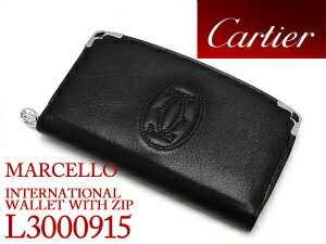 【Cartier】カルティエ MARCELLO DE CARTIER マルチェロ ラウンドファスナー長財布 ブラック バッファローカーフ L3000915