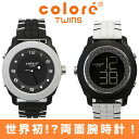 【Color Twins】カラーツインズ リバーシブルウォッチ クラシック CLASSIQUE クォーツ デュアルタイム メンズ 腕時計 Black Onyx ブラックオニキス YS-66