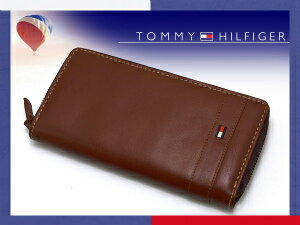 【7月10日20時〜7月12日2時までポイント10倍】【TOMMY HILFIGER】トミーヒルフィガー 本革 ラウンドファスナー長財布 ブラウン 0091-5843-04