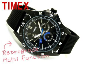 【TIMEX】タイメックス レトログラード メンズ 腕時計 オールブラック ラバーベルト T2N522