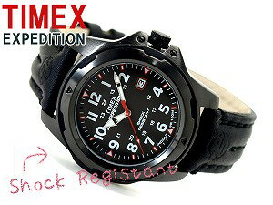 【TIMEX】タイメックスEXPEDITIONメンズ腕時計オールブラックレザーベルトT49778