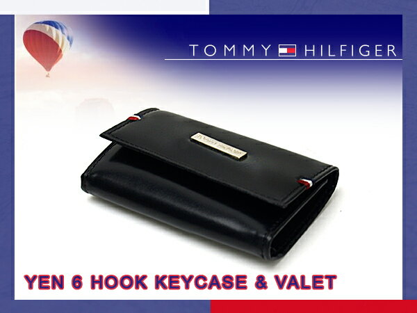 【TOMMY HILFIGER】トミー ヒルフィガー 本革6連キーケース ブラック 0094-5168-01 0094-5168/01